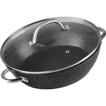 Fazék Magic Home Black Marble Line, sekély, 26 cm, 2,8 l, fedővel, sütő tepsi