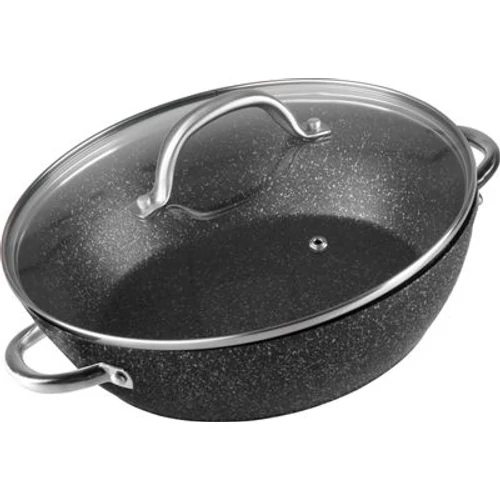 Fazék Magic Home Black Marble Line, sekély, 26 cm, 2,8 l, fedővel, sütő tepsi