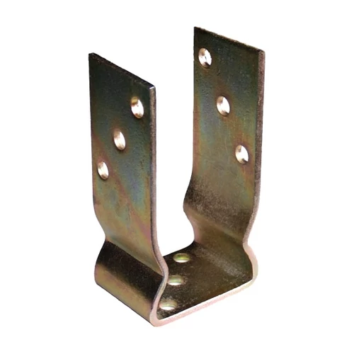 oszloptalp "U" lecsavarozható rogyasztott  100 x 60 x 120 / 5 mm sárga horgany