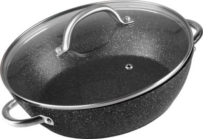 Fazék Magic Home Black Marble Line, sekély, 26 cm, 2,8 l, fedővel, sütő tepsi