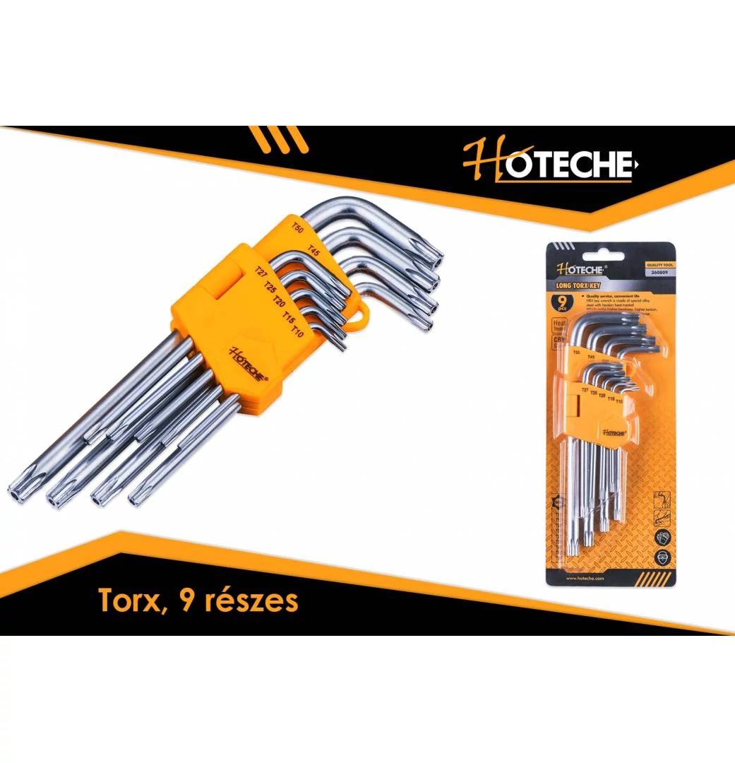 Imbuszkulcs klt 9r torx, hosszú, Tüv/Gs Hoteche