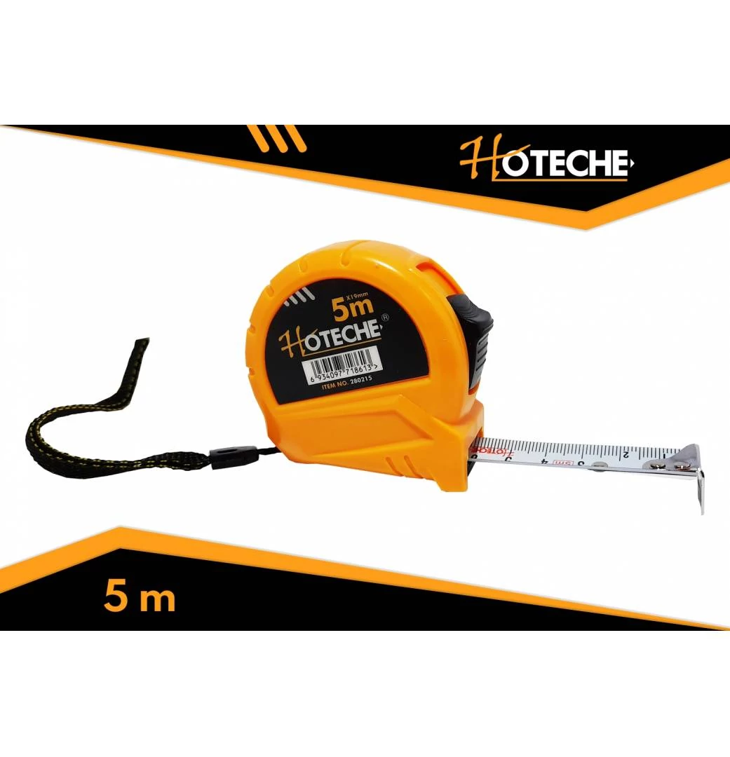 Mérőszalag 5mx16mm Stop gombos, Hoteche