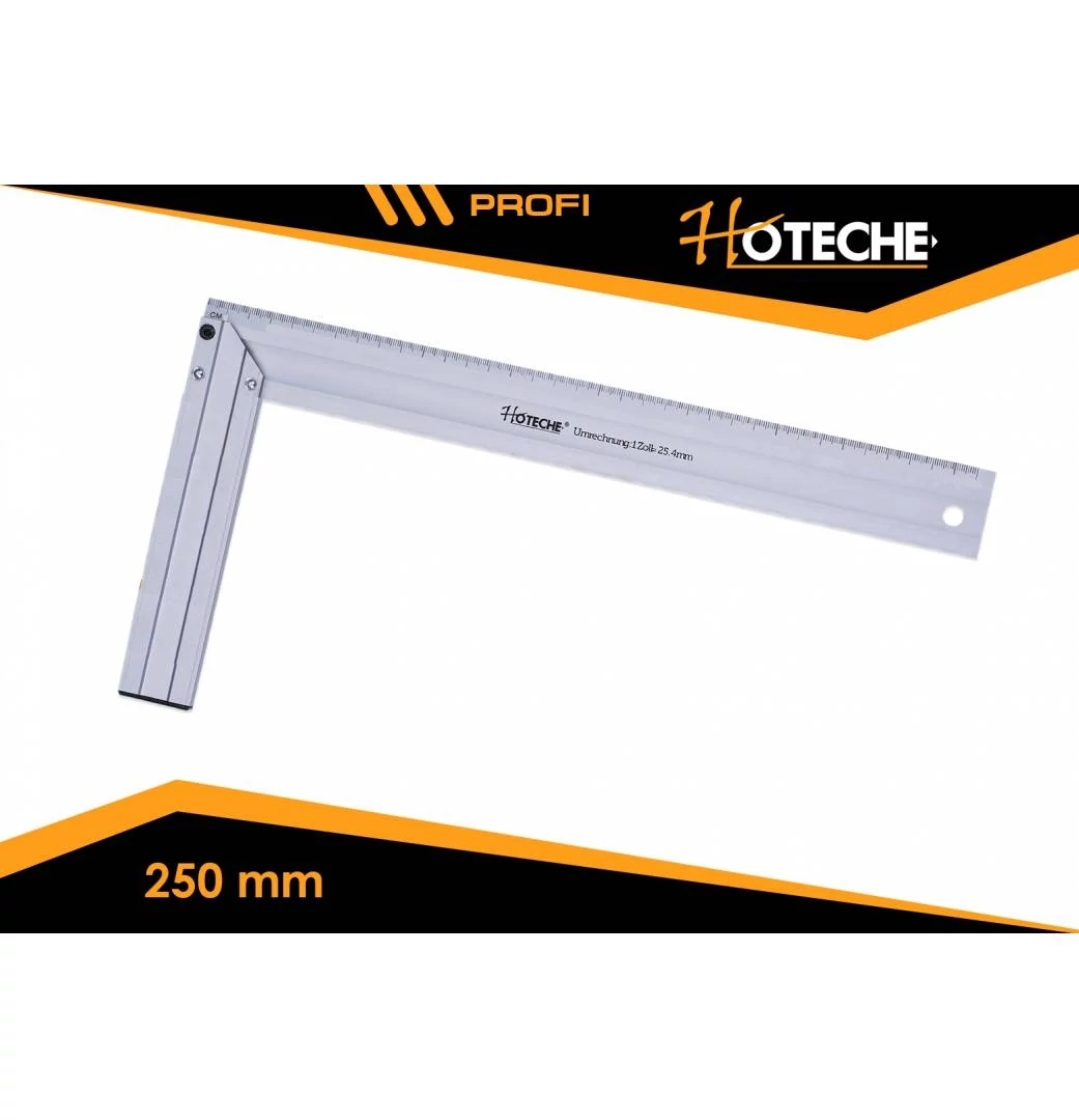 Derékszög 250mm alumínium, Profi Hoteche