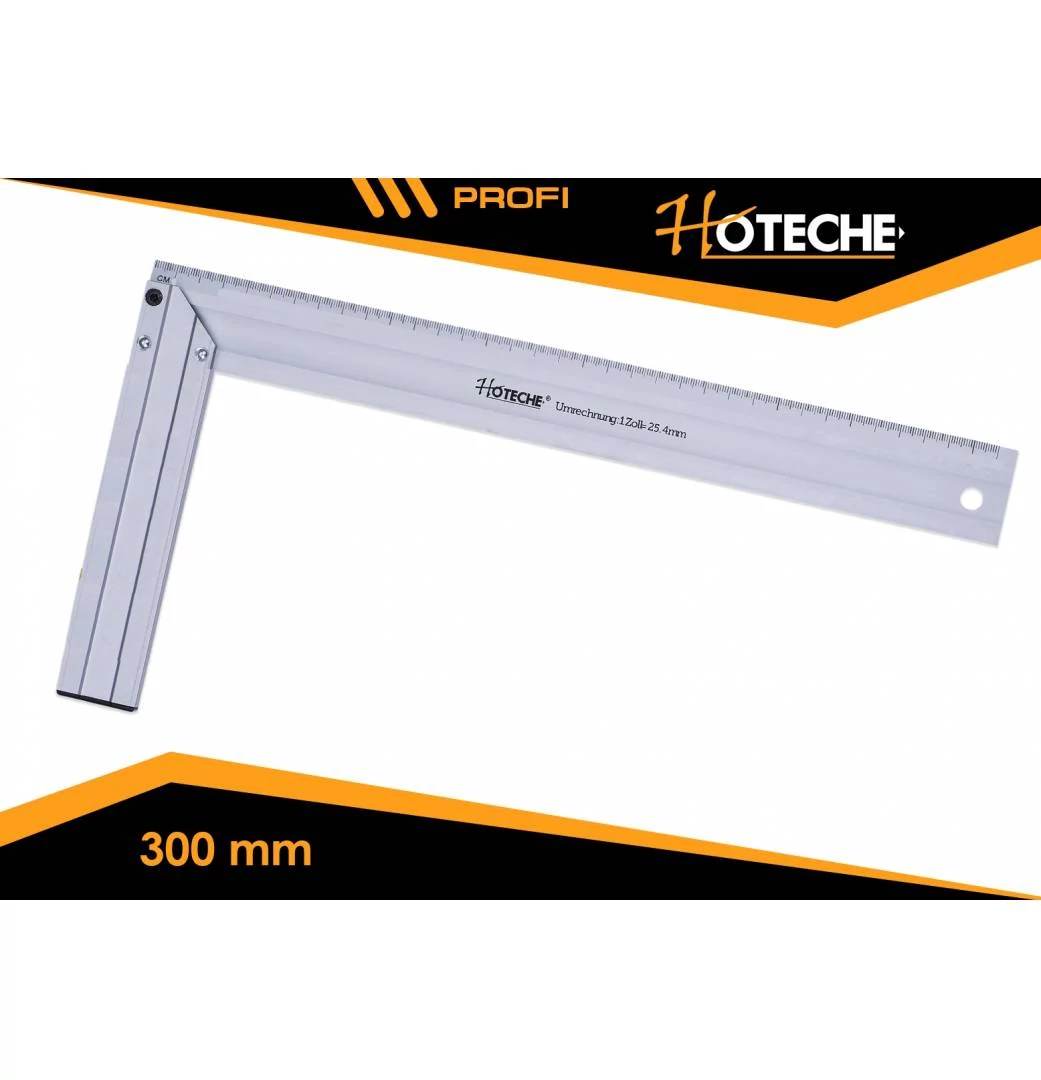 Derékszög 300mm alumínium, Profi Hoteche