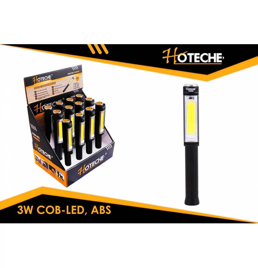 Szerelőlámpa Alu. keskeny kézi, mágneses 3W COB-LED-es Hoteche