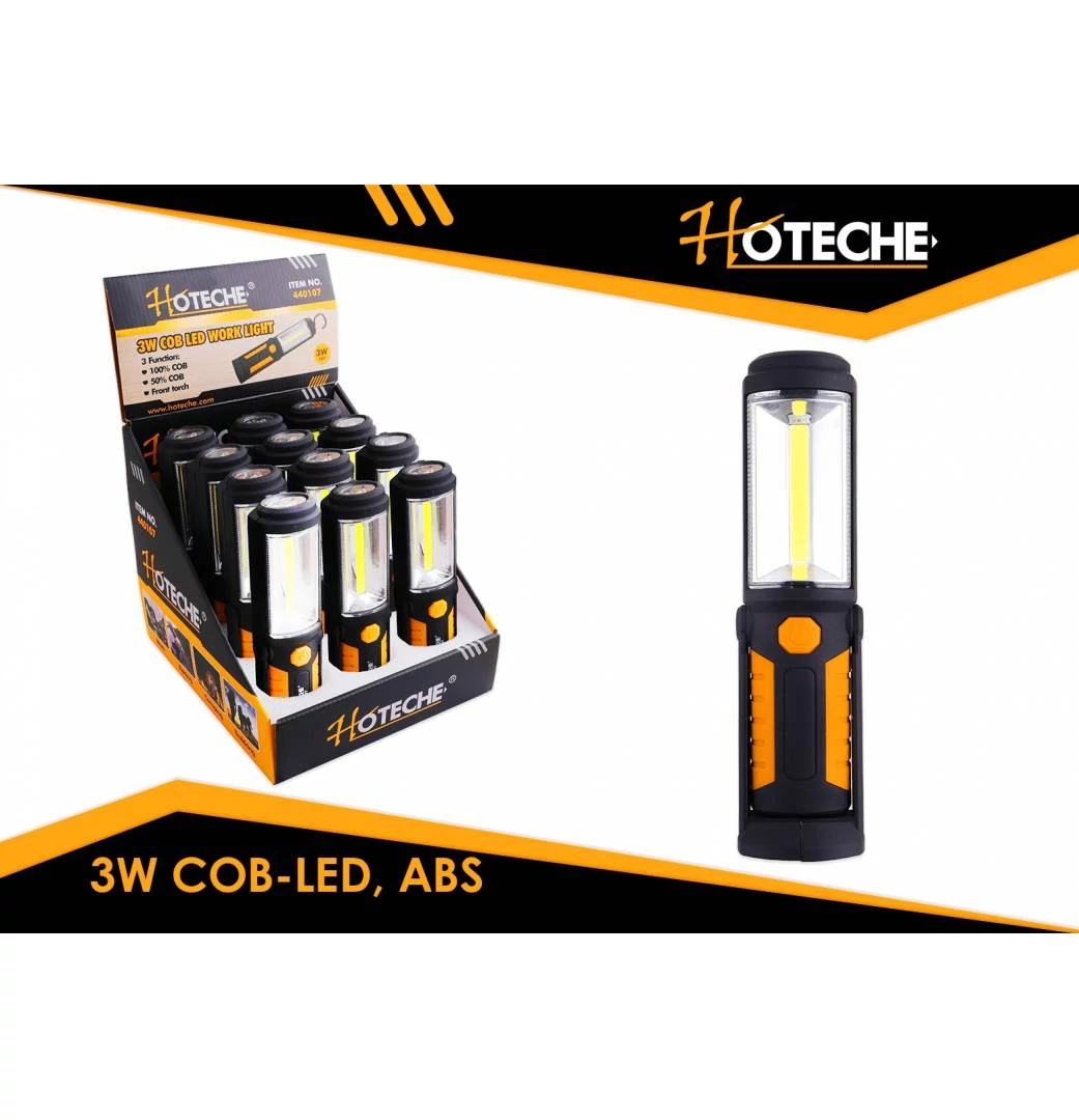 Szerelőlámpa kézi, ABS mágneses 3W COB+5 LED-es Hoteche