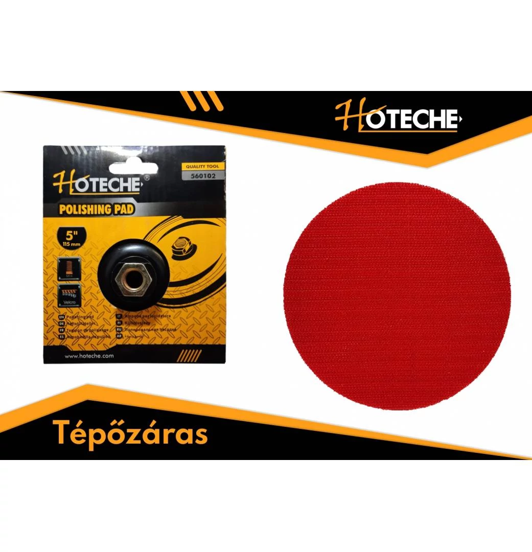 Csiszológumitárnyér 115mm x M14 flexre, tépőzáras, Hoteche