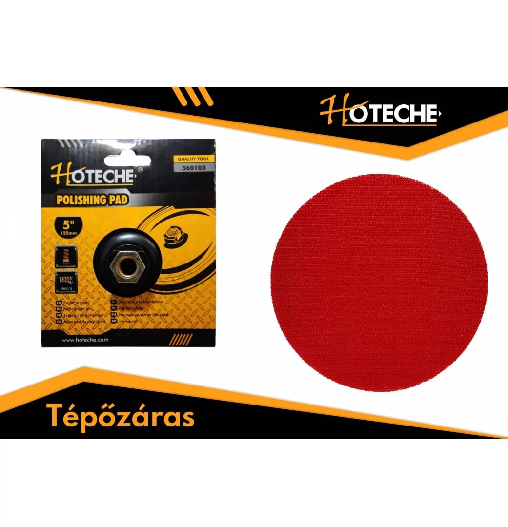 Csiszológumitárnyér 125mm x M14 flexre, tépőzáras, Hoteche