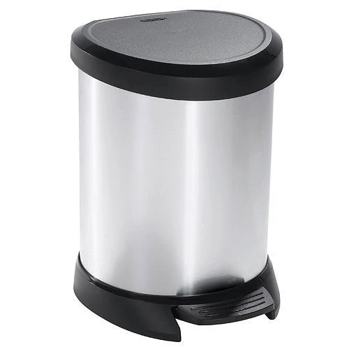 Szemetes kuka Curver® DECO BIN 05L, ezüst/fekete