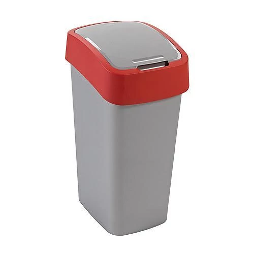 Szemetes kuka Curver® FLIP BIN 10L, szürkeezüst/piros