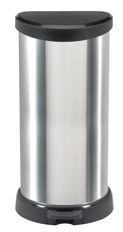 Szemetes kuka Curver® DECO BIN 40L, ezüst/fekete